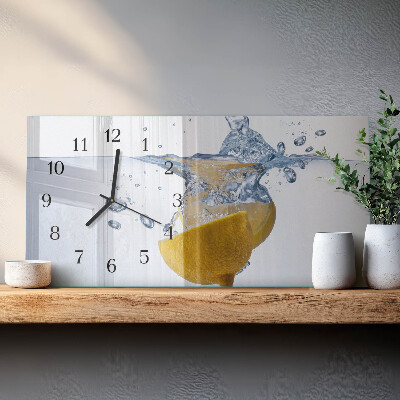 Horizontal wall clock Lemon in water