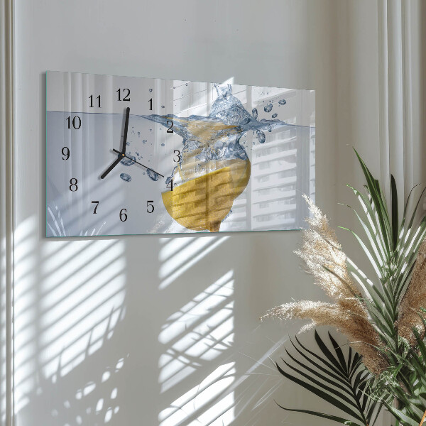 Horizontal wall clock Lemon in water