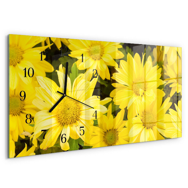 Horizontal wall clock Yellow flowers