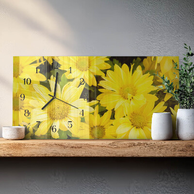 Horizontal wall clock Yellow flowers