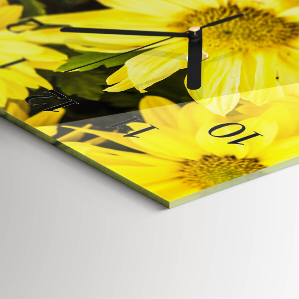 Horizontal wall clock Yellow flowers