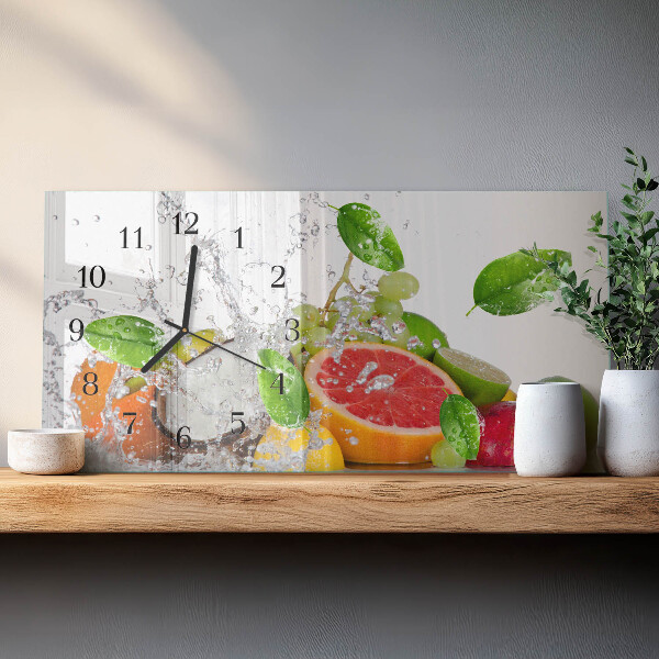 Horizontal wall clock Fruit on water
