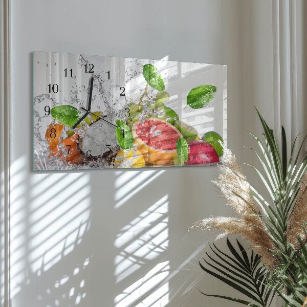 Horizontal wall clock Fruit on water