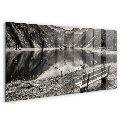 Horizontal wall clock Peaceful mountains