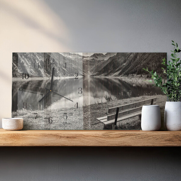 Horizontal wall clock Peaceful mountains