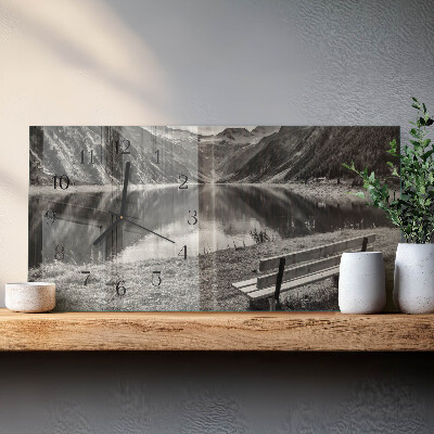 Horizontal wall clock Peaceful mountains