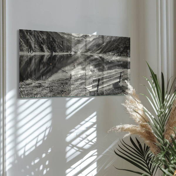 Horizontal wall clock Peaceful mountains