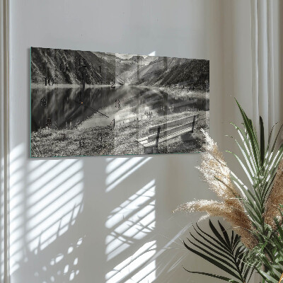 Horizontal wall clock Peaceful mountains