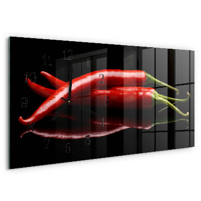 Horizontal wall clock Chili peppers