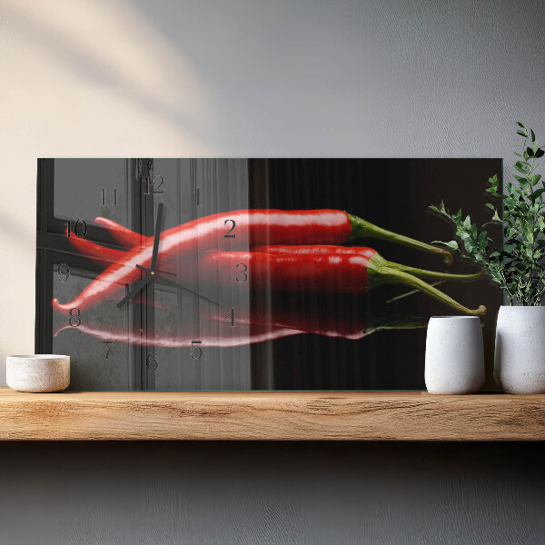 Horizontal wall clock Chili peppers