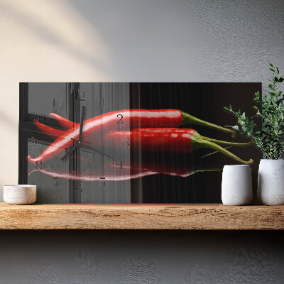 Horizontal wall clock Chili peppers
