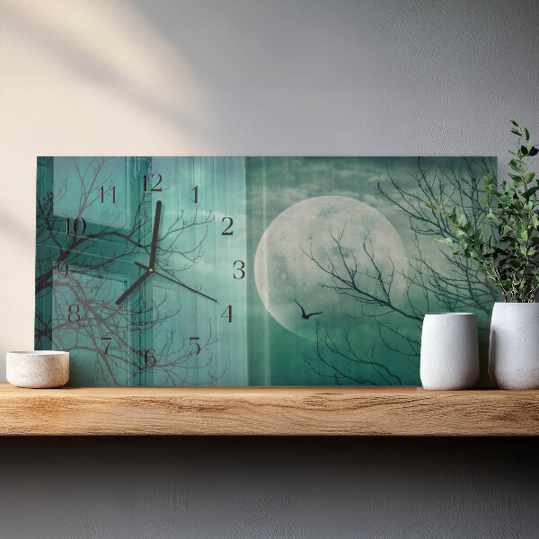 Horizontal wall clock Moon