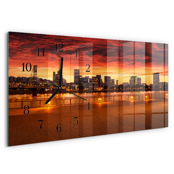 Horizontal wall clock Sunset