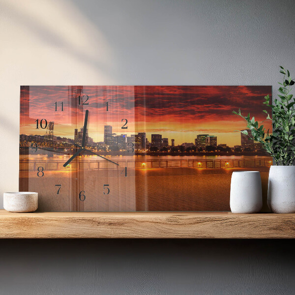 Horizontal wall clock Sunset