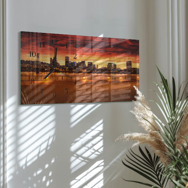 Horizontal wall clock Sunset