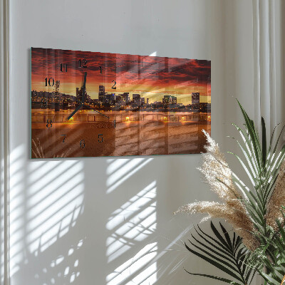 Horizontal wall clock Sunset