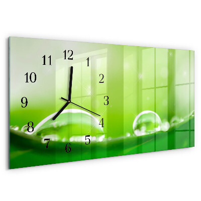 Horizontal wall clock Drops of water