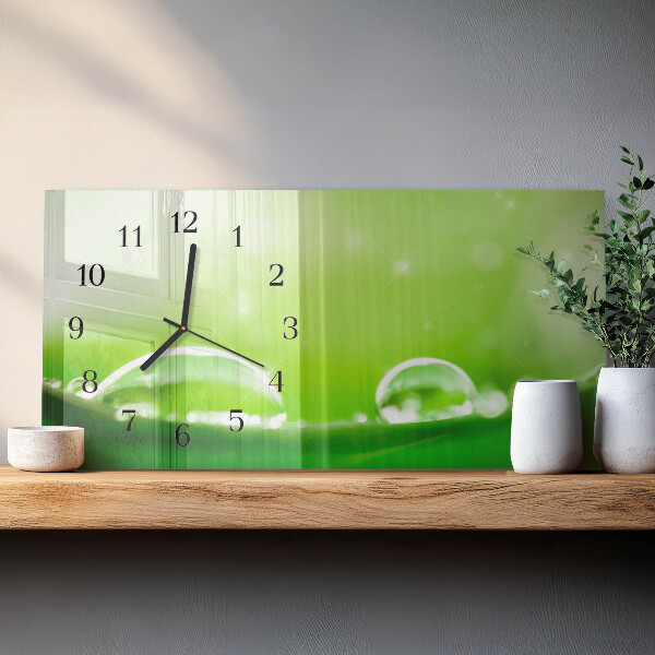 Horizontal wall clock Drops of water