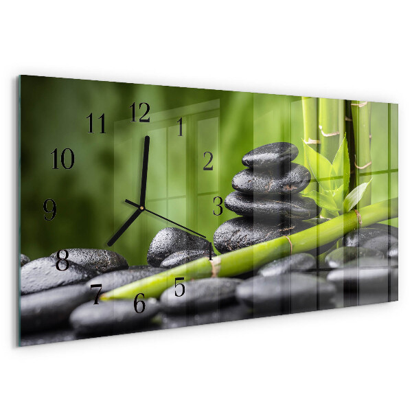 Horizontal wall clock Zen stones