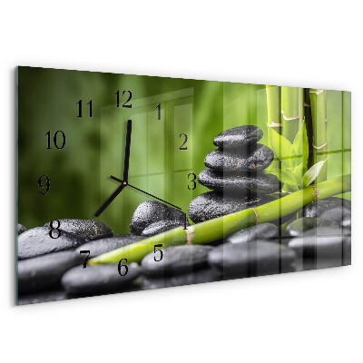 Horizontal wall clock Zen stones