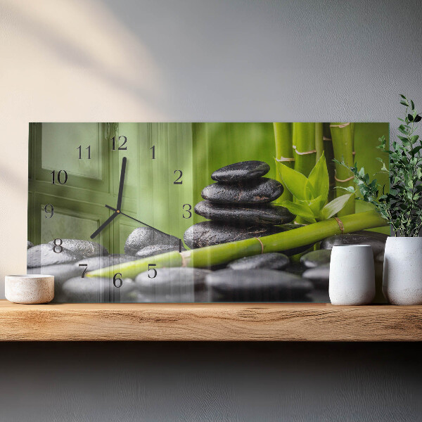 Horizontal wall clock Zen stones