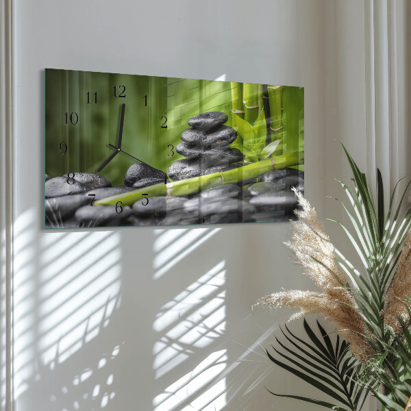 Horizontal wall clock Zen stones