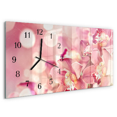 Horizontal wall clock Orchids