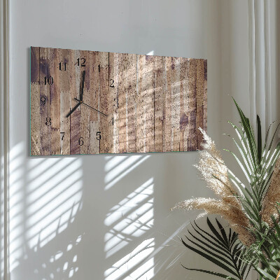 Horizontal wall clock Wooden boards