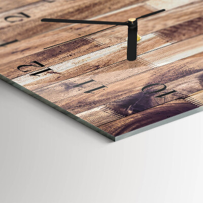 Horizontal wall clock Wooden boards