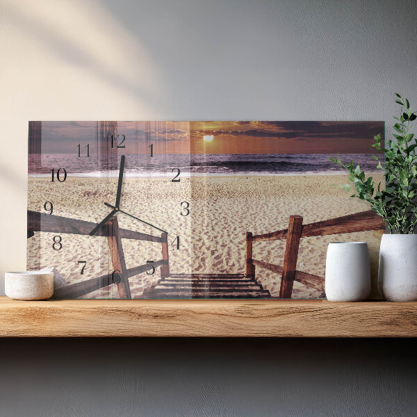 Horizontal wall clock Stairs to the beach