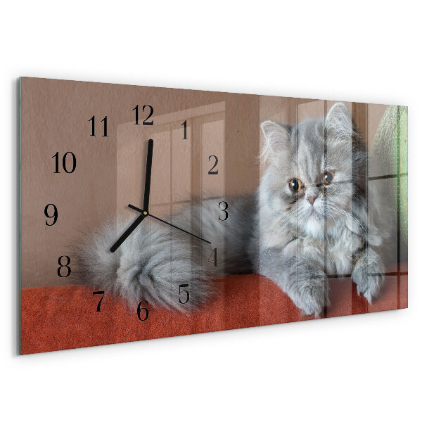 Horizontal wall clock Persian cat