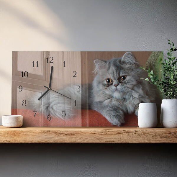 Horizontal wall clock Persian cat