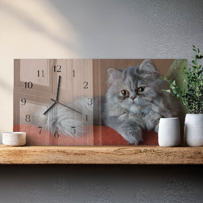 Horizontal wall clock Persian cat