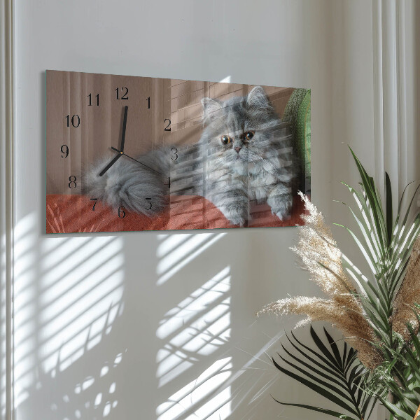 Horizontal wall clock Persian cat