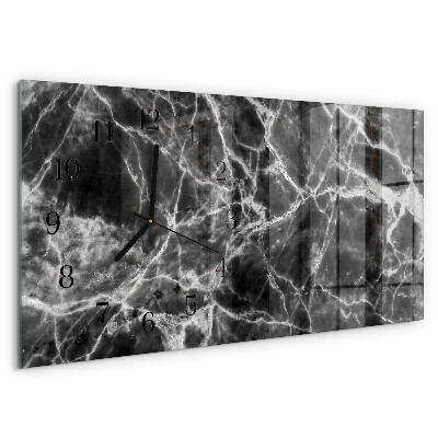 Horizontal wall clock Black marble