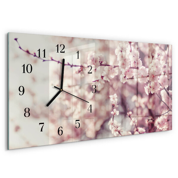 Horizontal wall clock Cherry blossoms