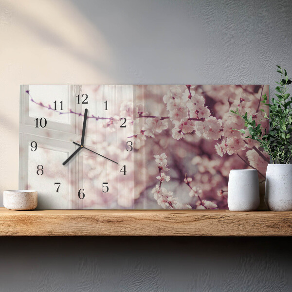 Horizontal wall clock Cherry blossoms