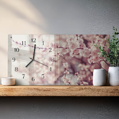 Horizontal wall clock Cherry blossoms
