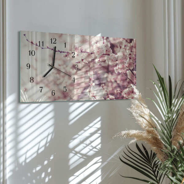 Horizontal wall clock Cherry blossoms