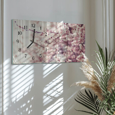 Horizontal wall clock Cherry blossoms
