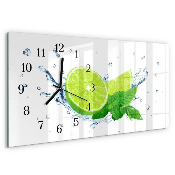 Horizontal wall clock Lemon mint