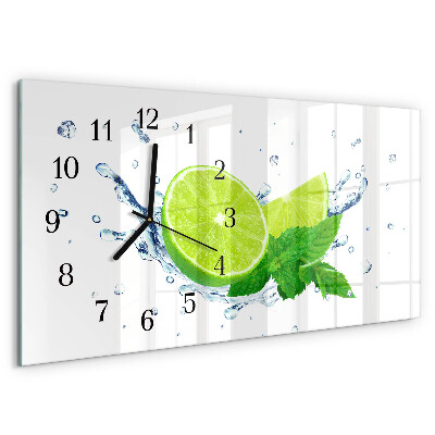 Horizontal wall clock Lemon mint