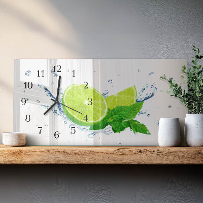 Horizontal wall clock Lemon mint