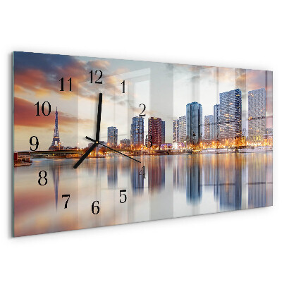 Horizontal wall clock Paris in the evening