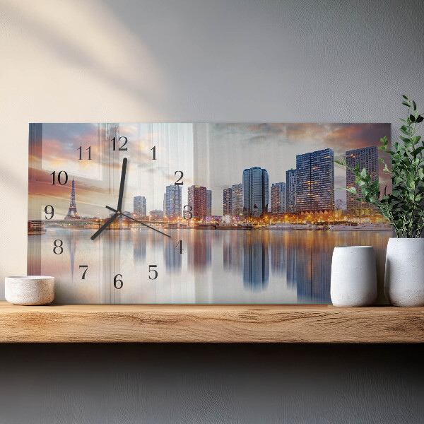 Horizontal wall clock Paris in the evening