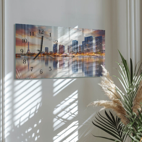 Horizontal wall clock Paris in the evening