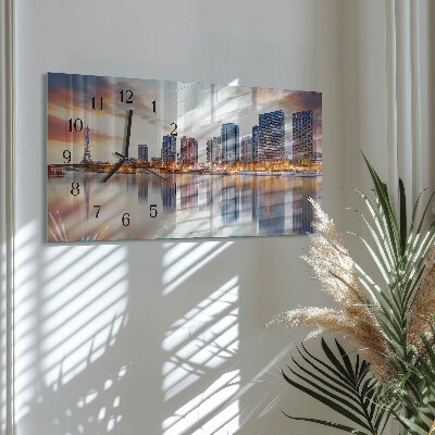 Horizontal wall clock Paris in the evening