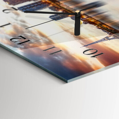 Horizontal wall clock Paris in the evening