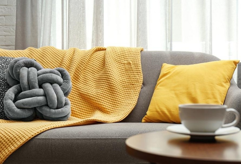 grey-yellow living room