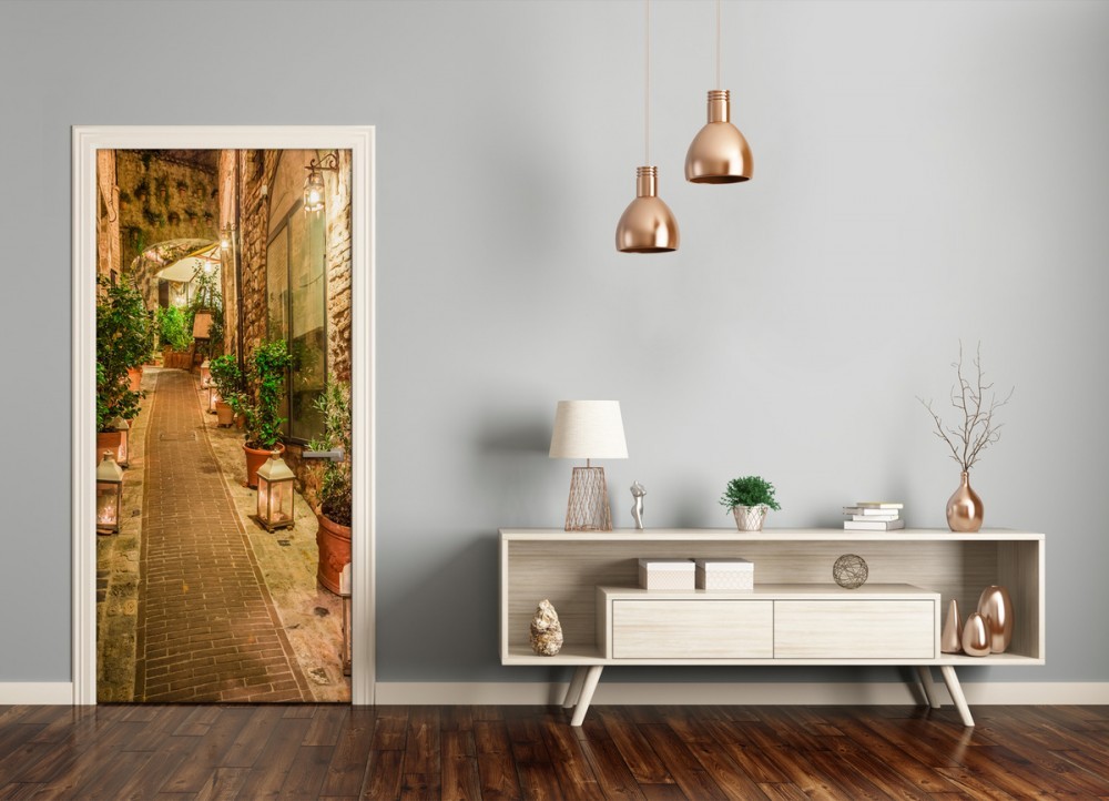 Mural on sliding door in large hallway